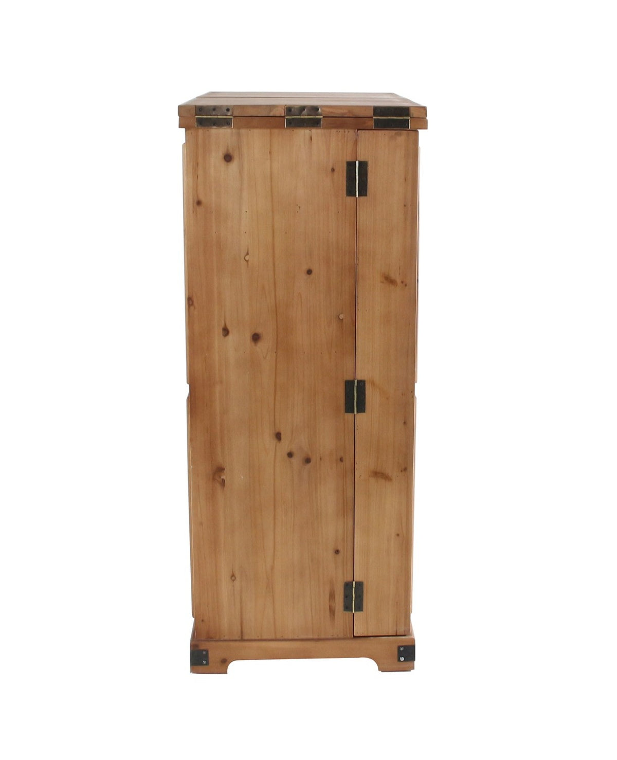 Rustic Slatted Wood Fold-Out Bar Cabinet