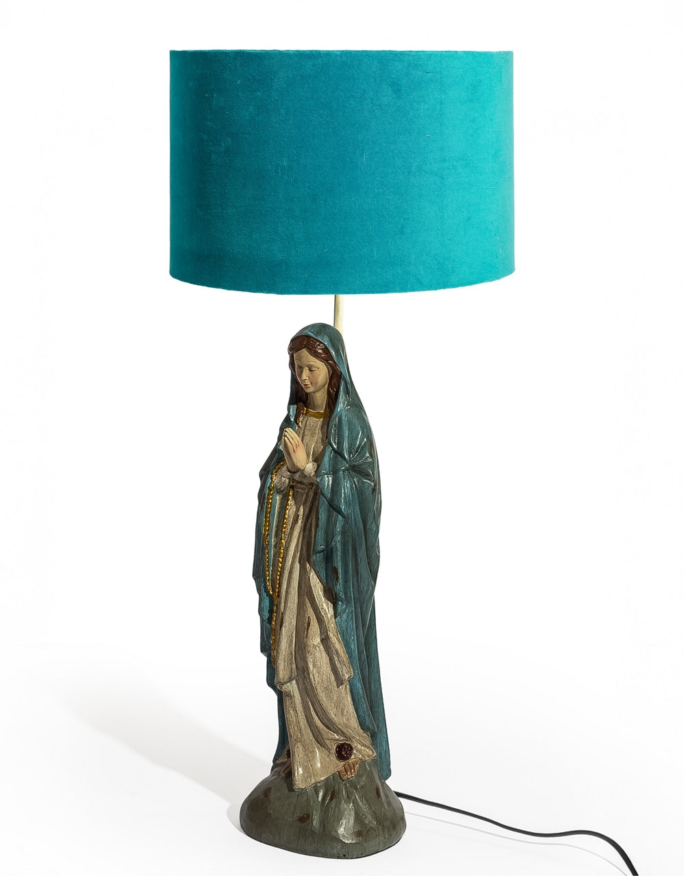 "Ocean" Velvet 40cm Cylinder Shade w/ Gold Inner Lining