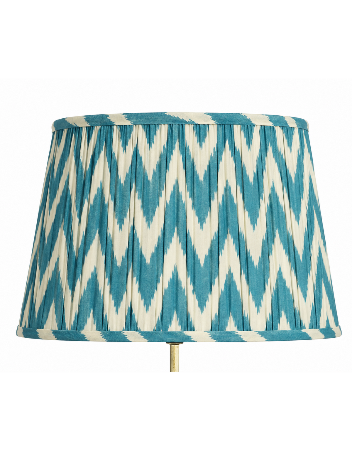 Blue Zigzag Ikat Gathered / Pleated 40cm Lampshade