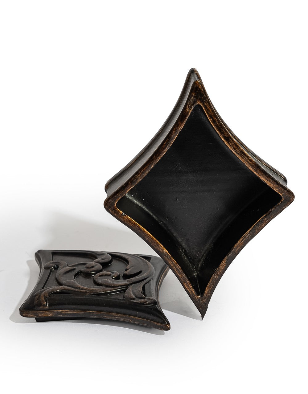 Antique Black "Diamond" Storage / Trinket Box