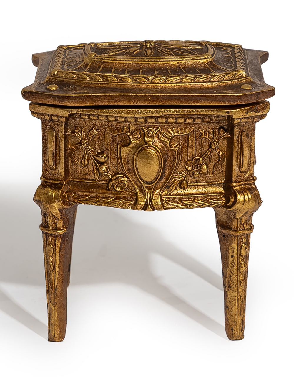 Antique Gold Ornate Dresser Storage / Trinket Box