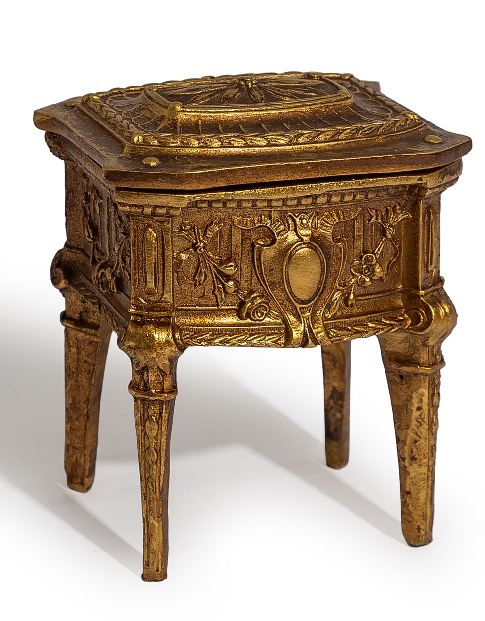 Antique Gold Ornate Dresser Storage / Trinket Box