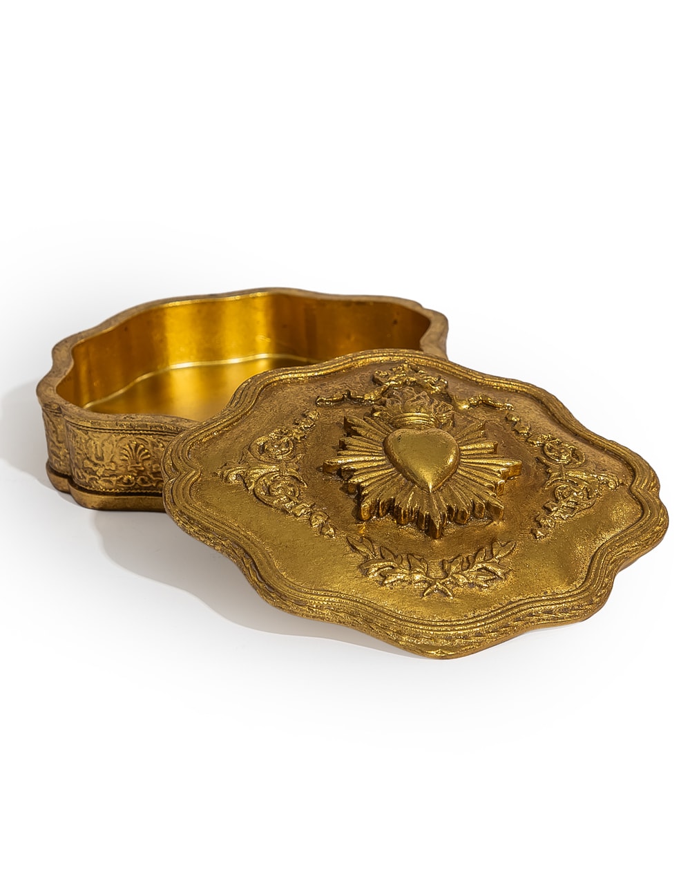Large Antique Gold "Sacred Heart" Storage / Trinket Box