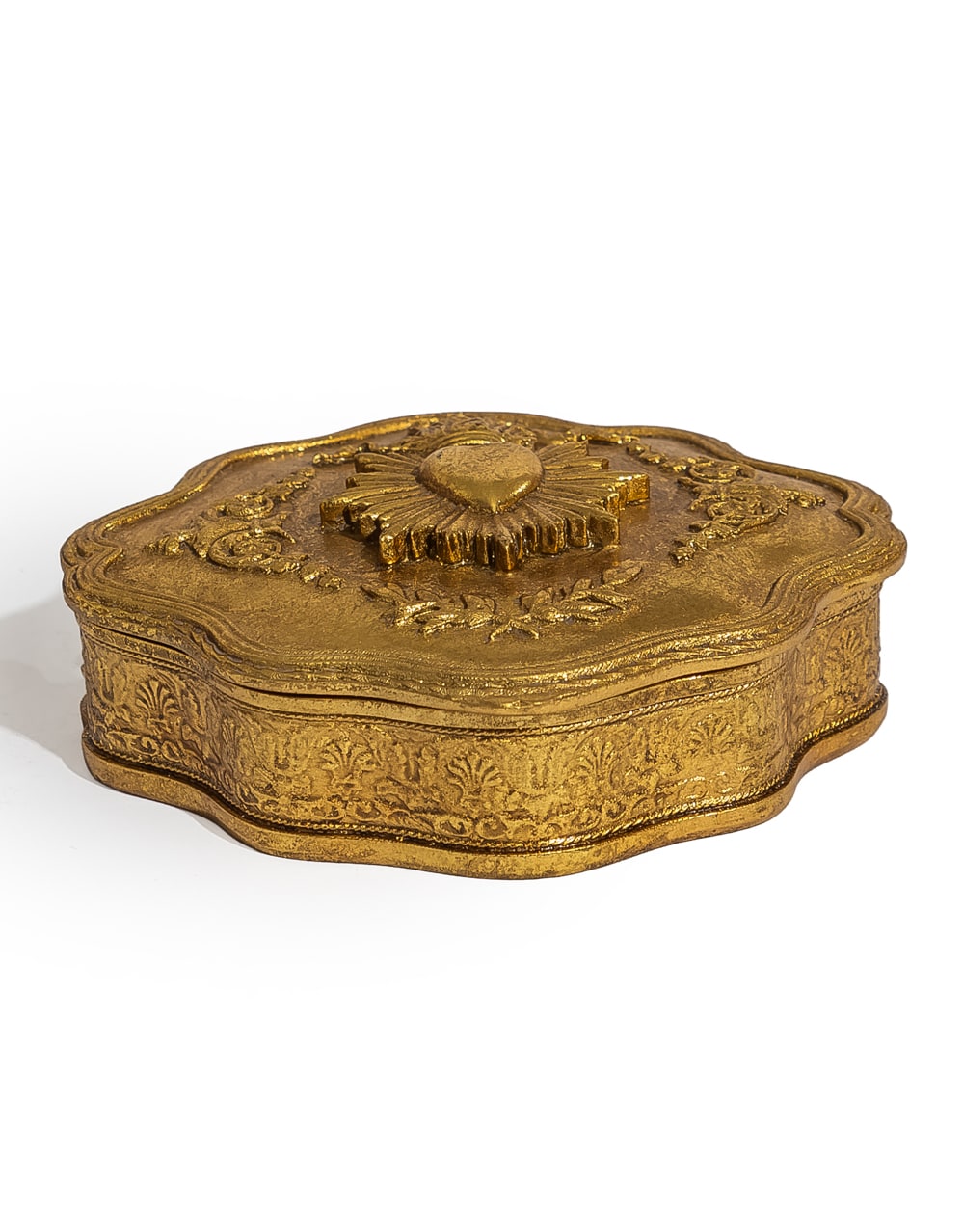 Large Antique Gold "Sacred Heart" Storage / Trinket Box