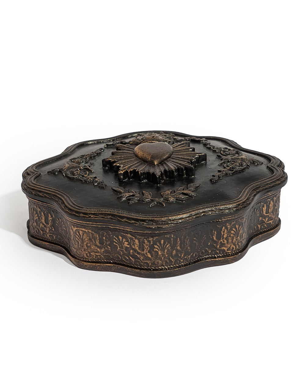 Large Antique Black "Sacred Heart" Storage / Trinket Box