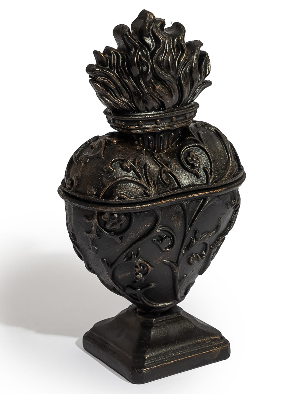 Large Antique Black Embossed "Sacred Heart" Trinket Box