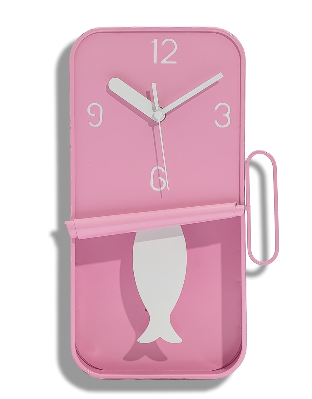 Pink Metal Sardine Tin Pendulum Wall Clock