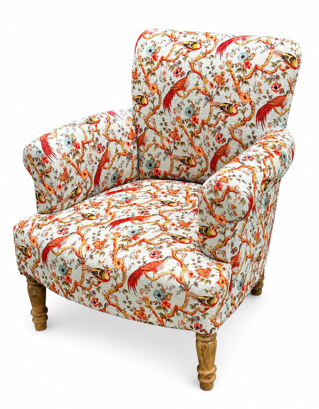 Oriental Patterned "Floral Birds" Occasional Armchair