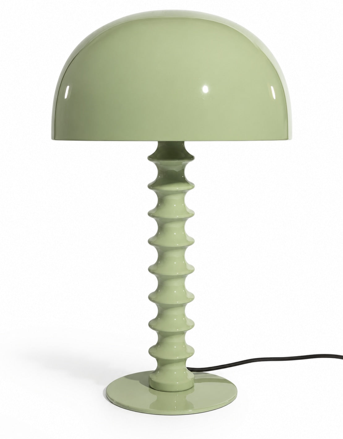 Pale Sage Green Large Ribbed Table Lamp