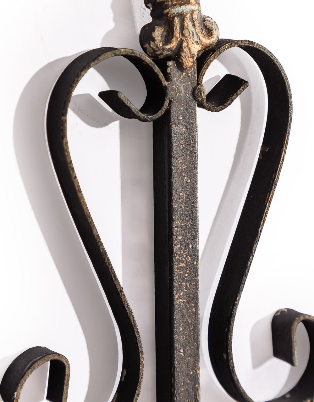 Antique Black Gothic Cross Wall-Mounted Candle Holder