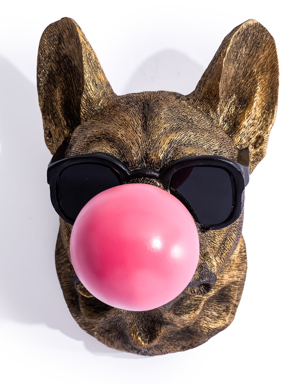 Gold Pug Dog Bubblegum Wall Head