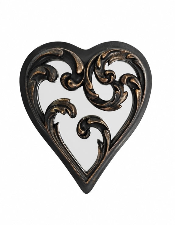 Set of 4 Antique Black "Playing Card Suits" Mirrored Wall Ornaments