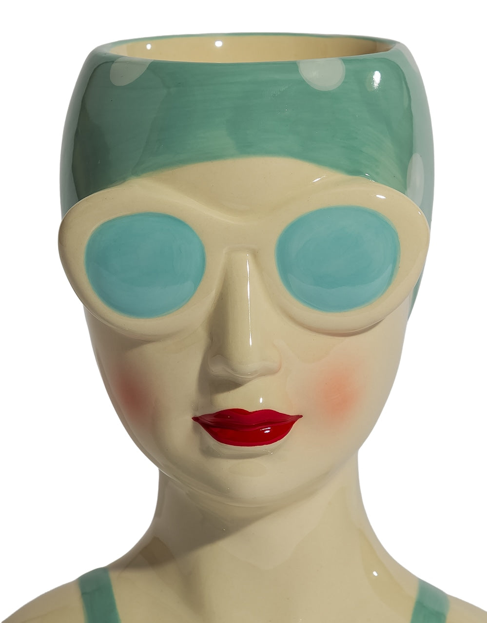 Ceramic Blue Beach Swimmer Storage Jar