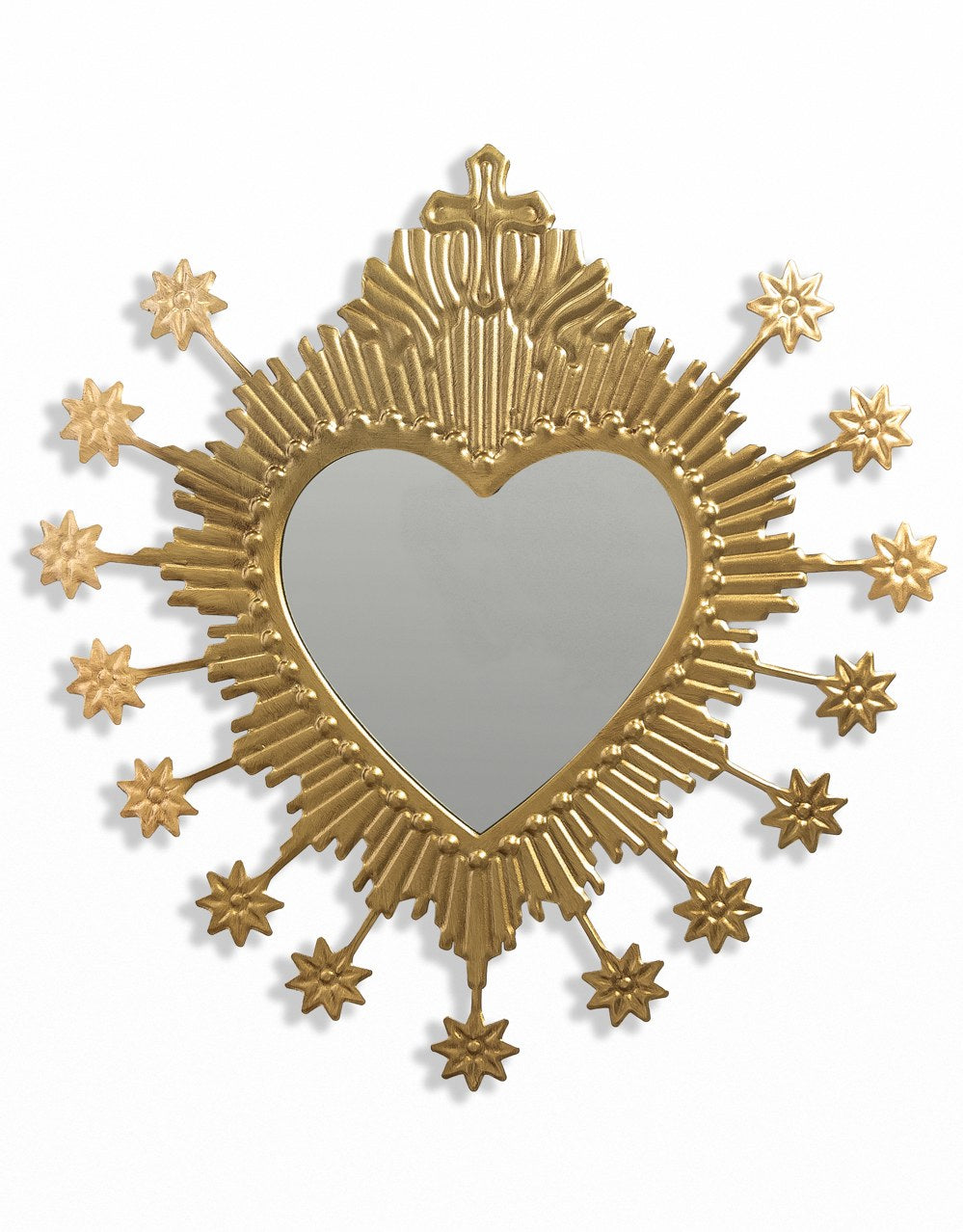 Gold Ex-Voto "Starburst" Heart Wall Mirror
