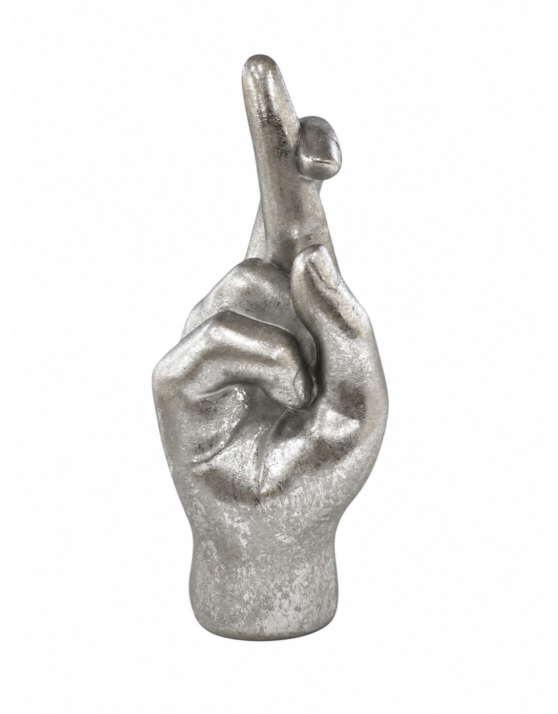 Silver "Fingers Crossed" Hand Figure