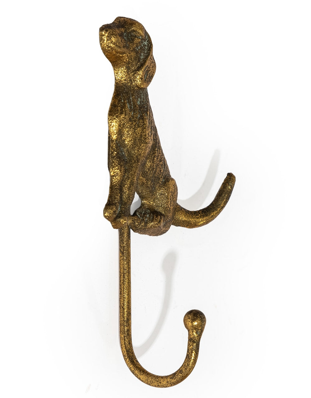 Antique Gold Sitting Dog Coat Hook