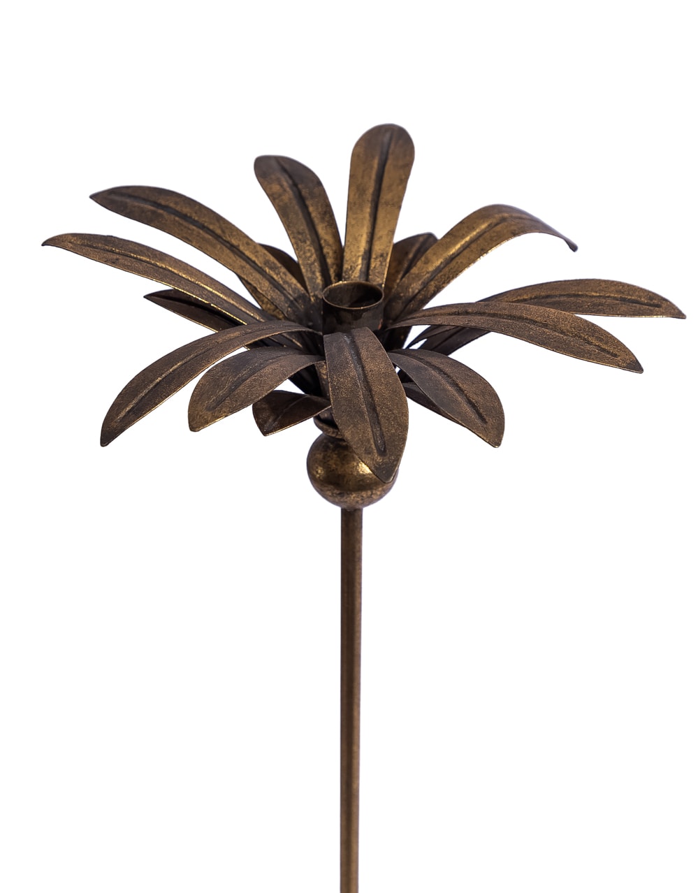 Antique Gold Large Floor Standing Palm Tree Candle Holder