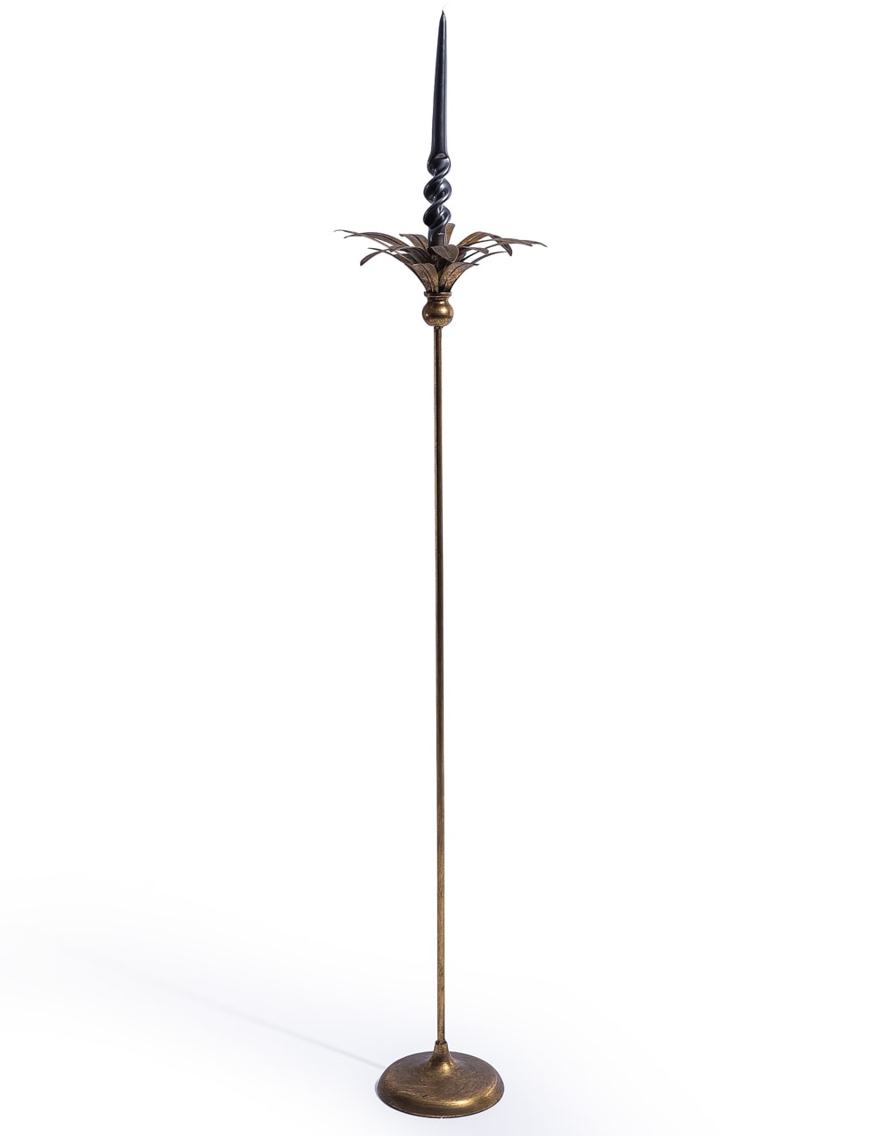Antique Gold Large Floor Standing Palm Tree Candle Holder