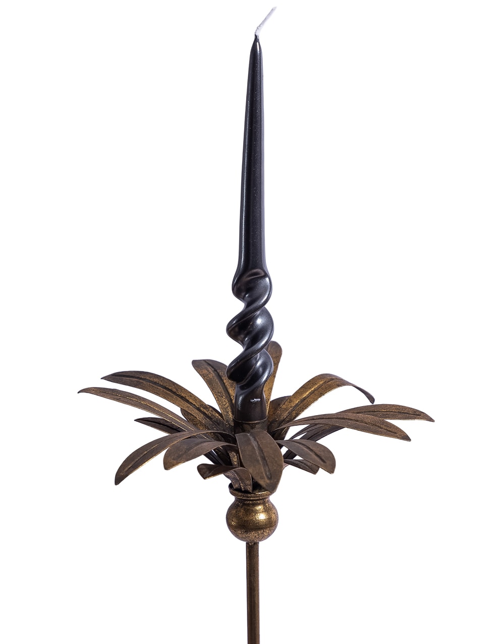 Antique Gold Large Floor Standing Palm Tree Candle Holder