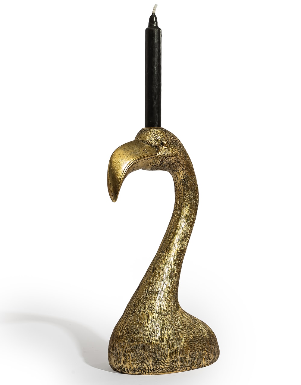 Antique Gold Flamingo Head Candle Holder