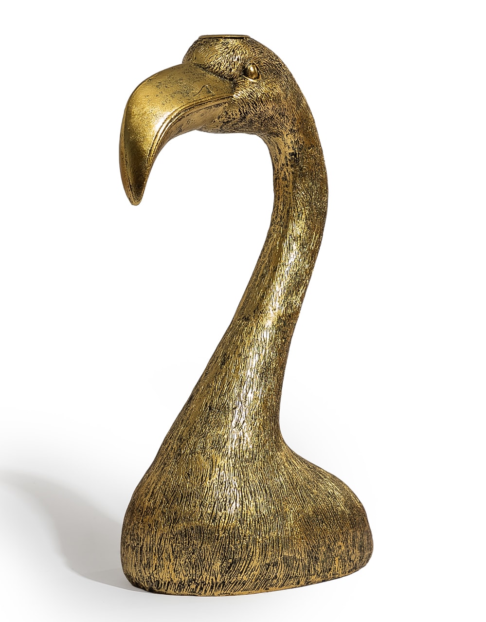 Antique Gold Flamingo Head Candle Holder