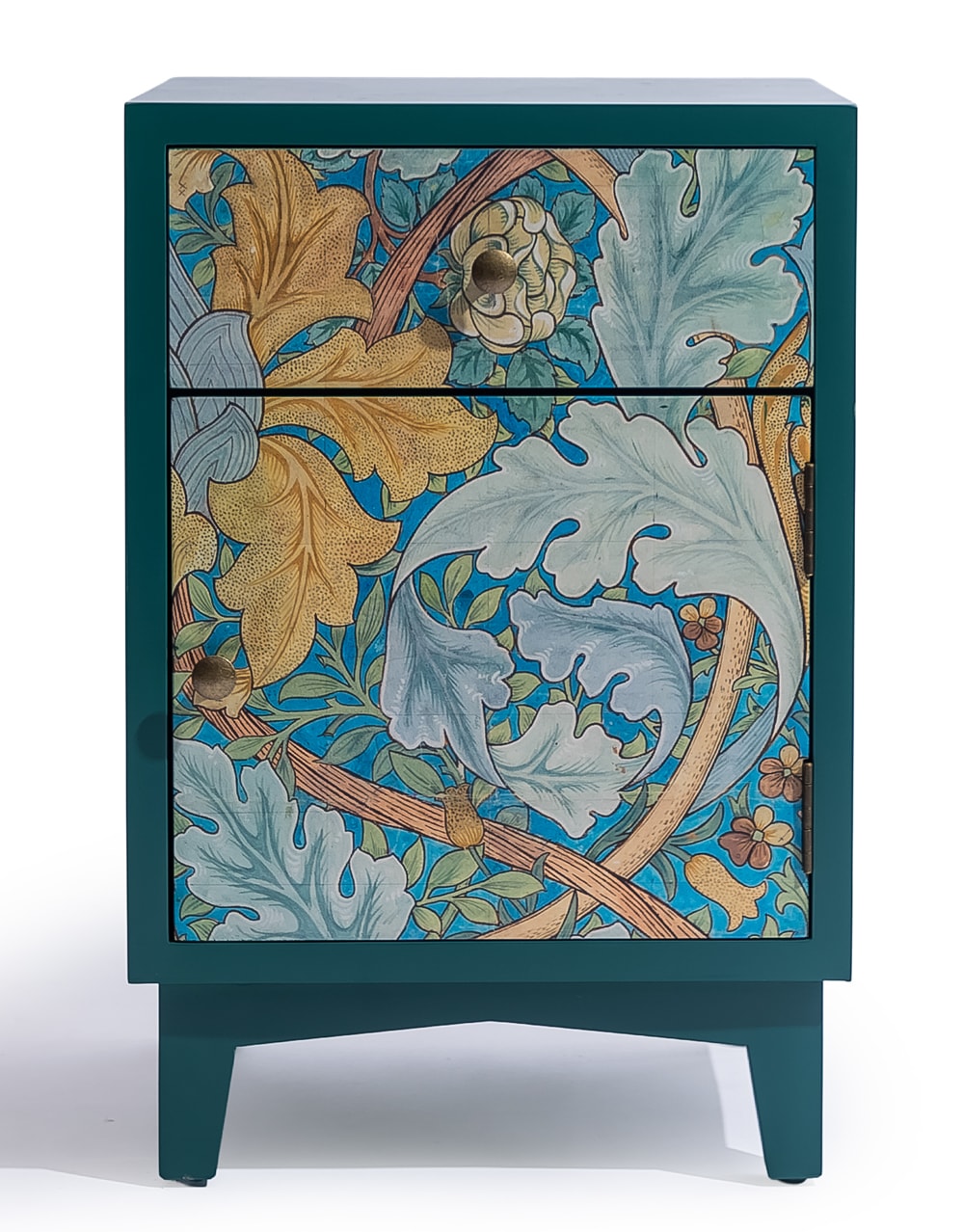 A Pair of Teal Floral Bedside Tables