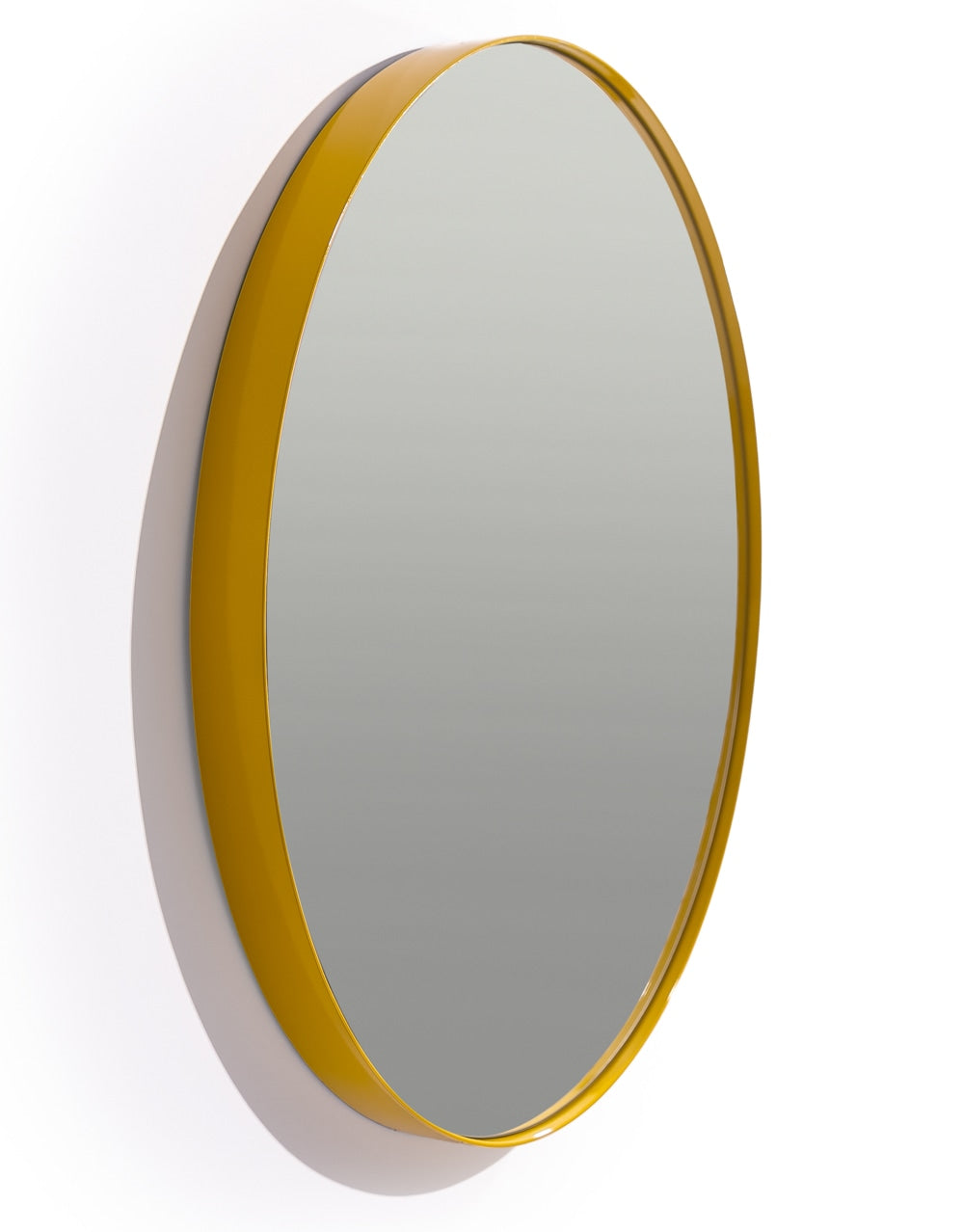 Round 60cm Mustard Yellow Framed Wall Mirror