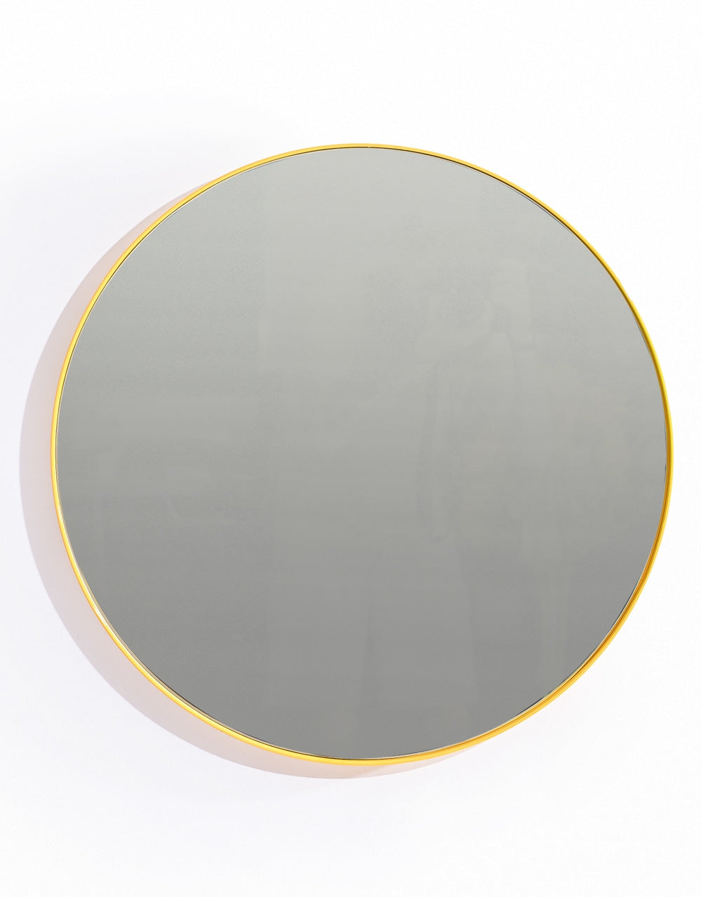 Round 60cm Mustard Yellow Framed Wall Mirror
