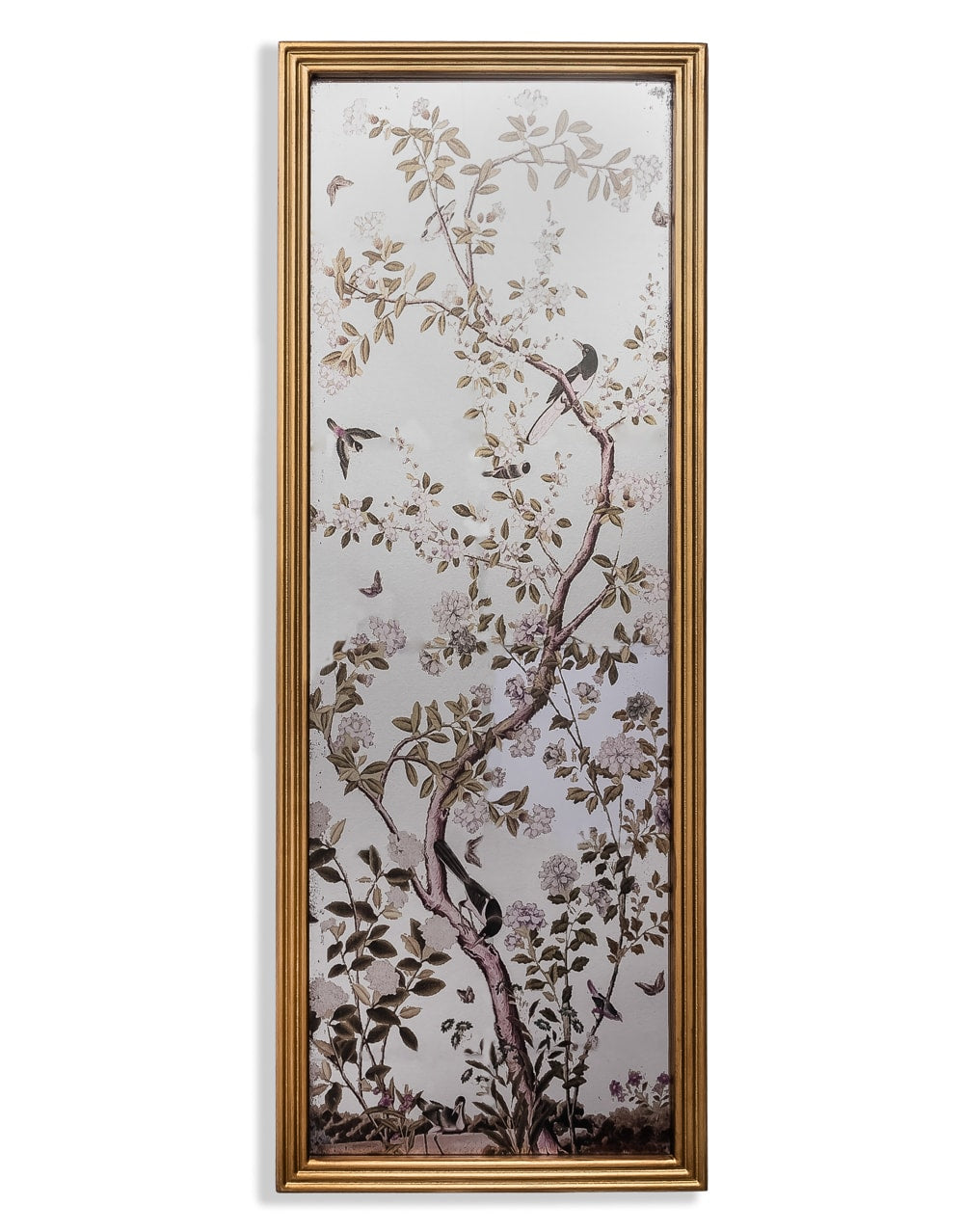 Large Rectangular Gold-Framed Roku Garden Wall Mirror