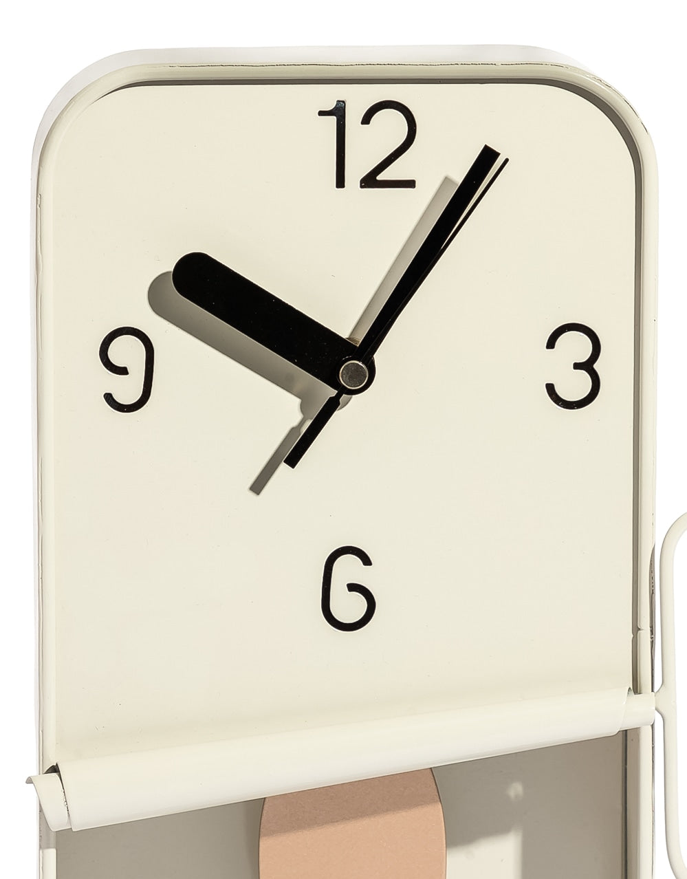 Cream Metal Sardine Tin Pendulum Wall Clock