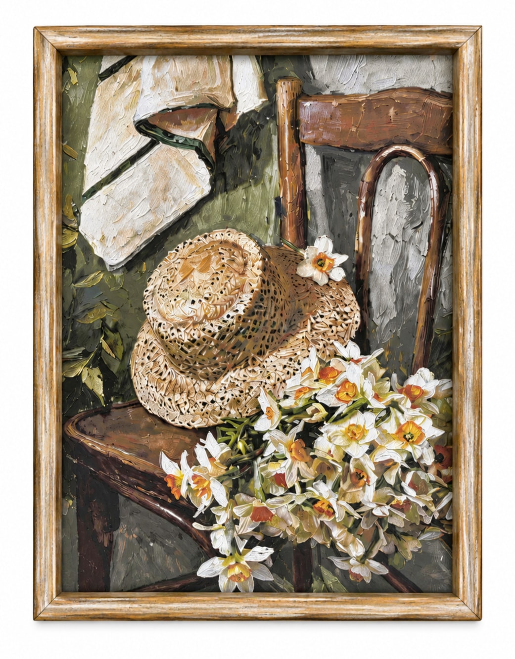 Farmhouse "Gardener's Hat" Still Life Framed Print w/ Glass