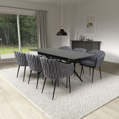 Timor Extending Dining Table with 6 Pandora Dining Chairs