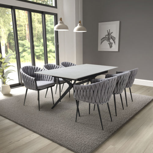 Timor Extending Dining Table with 6 Pandora Dining Chairs