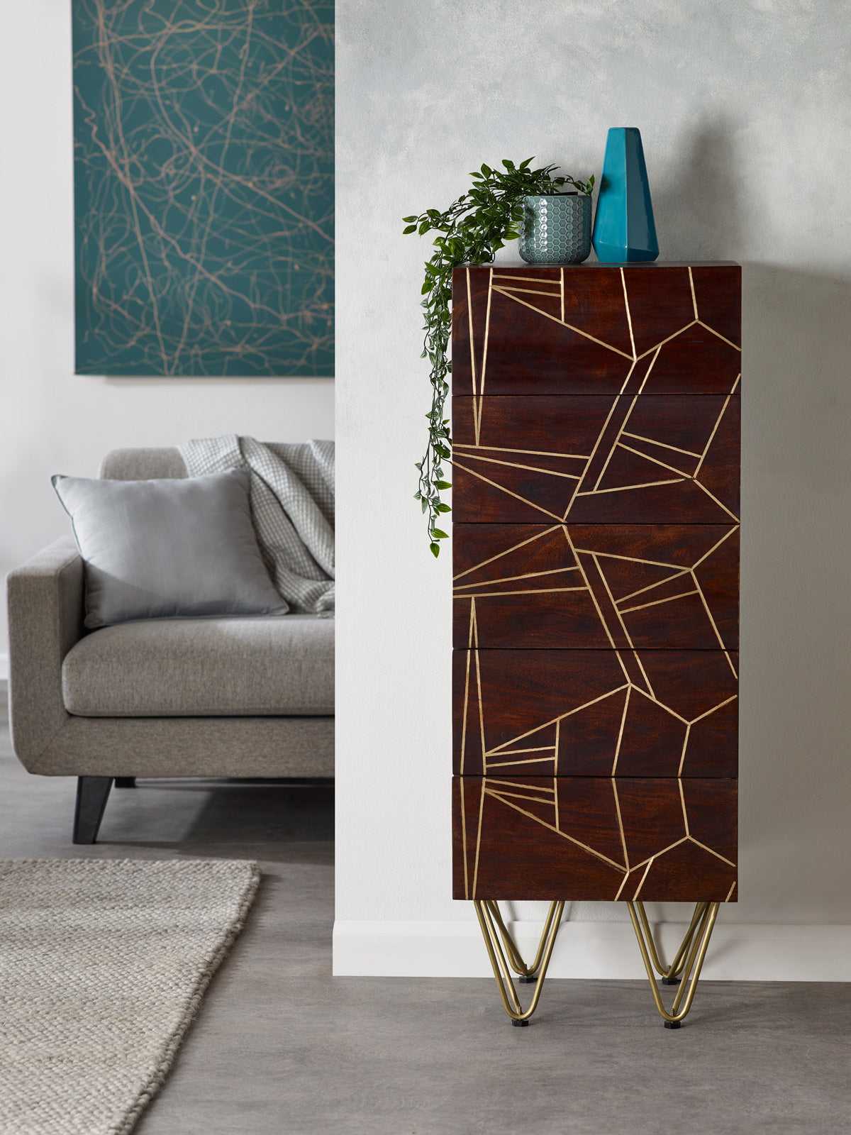 Abstract Tall Chest of Drawers