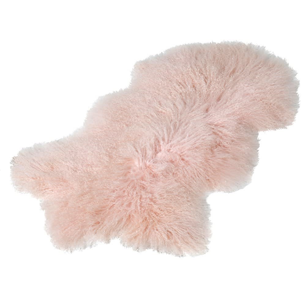 Pale Pink Mongolian Sheepskin Rug