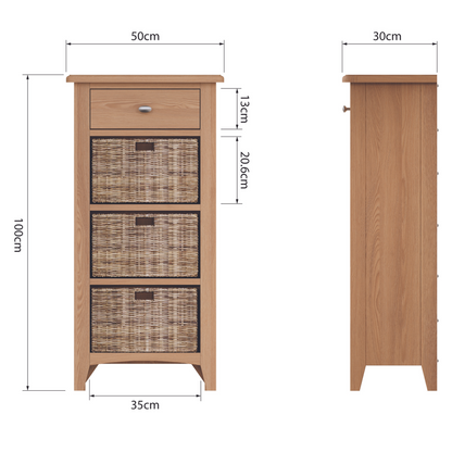 Guildford 1 Drawer 3 Basket Unit