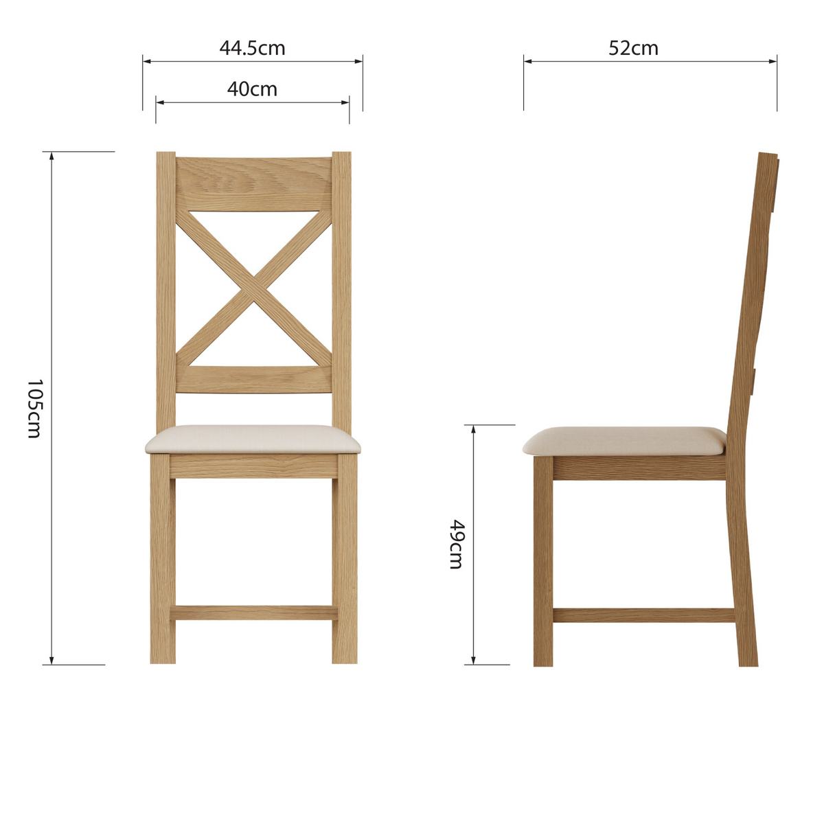 Oakham Cross Fabric Seat Dining Chair