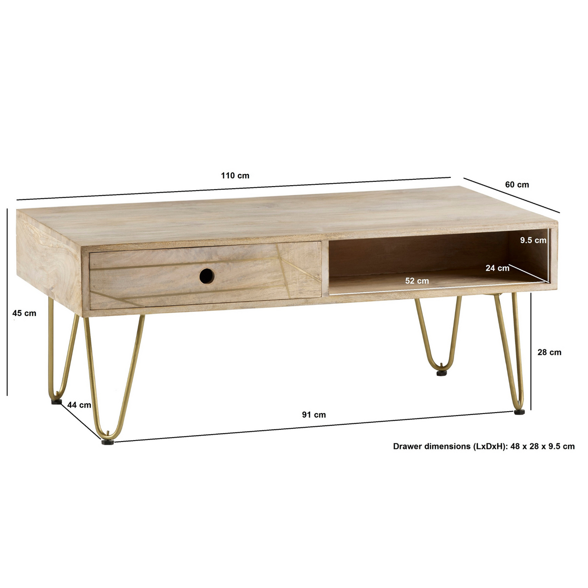 Abstract Coffee Table with Drawer
