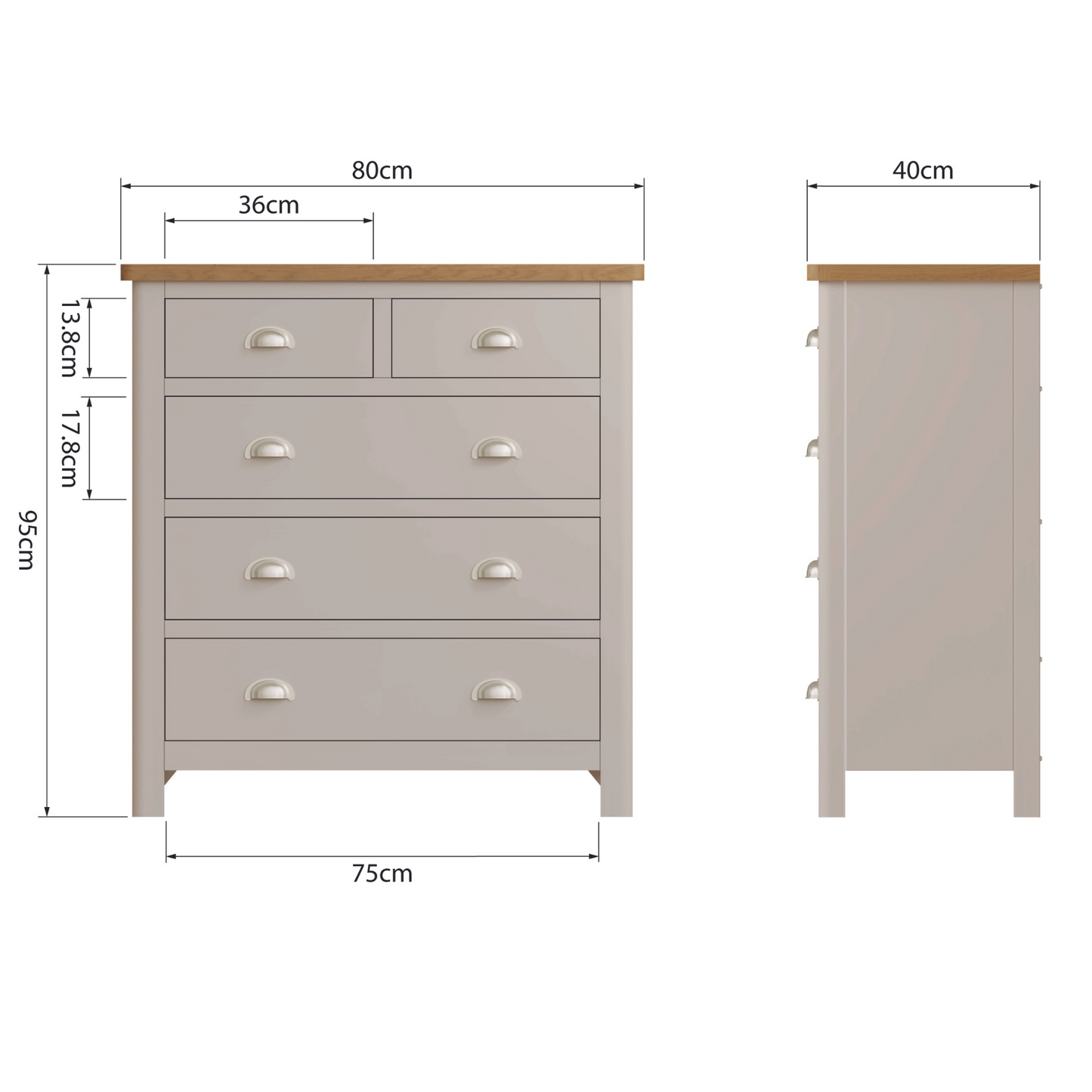 Dover 2 over 3 Chest of Drawers