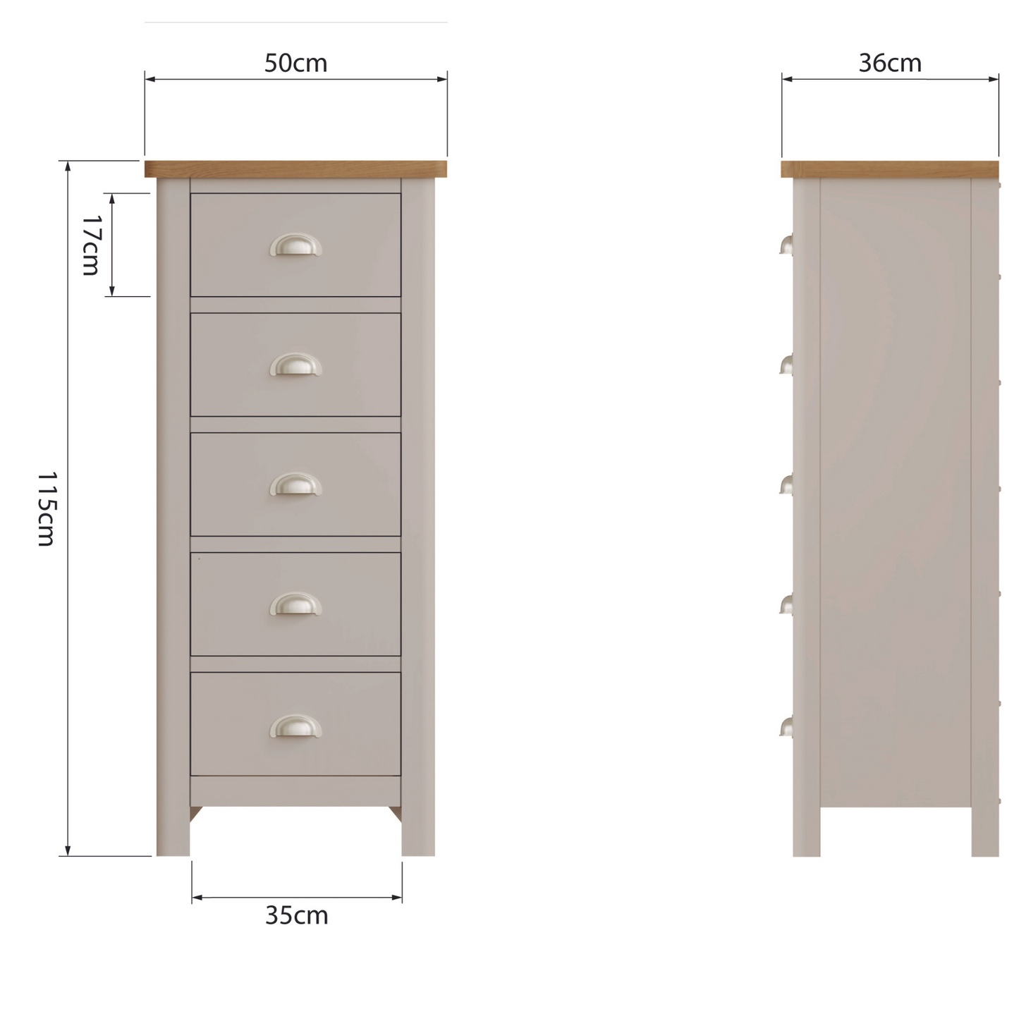 Dover 5 Drawer Narrow Chest