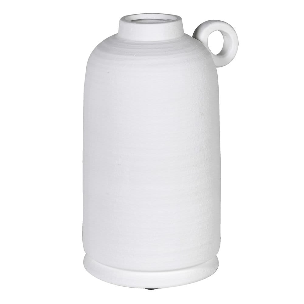 White Cement Vase with Handle