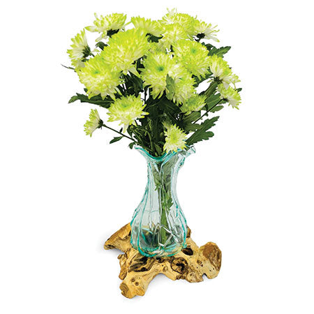 DRIFTWOOD WITH CRINKLE MOLTEN GLASS VASE 33CM