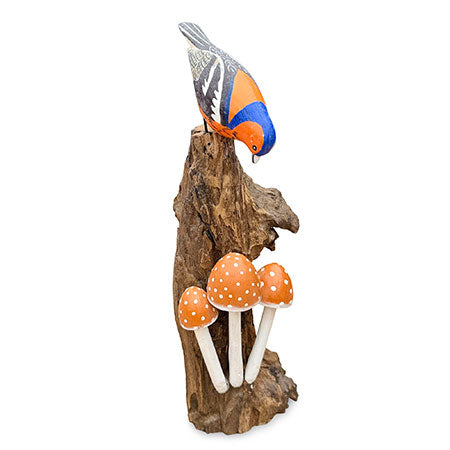 CHAFFINCH EATING  MUSHROOMS 18CM