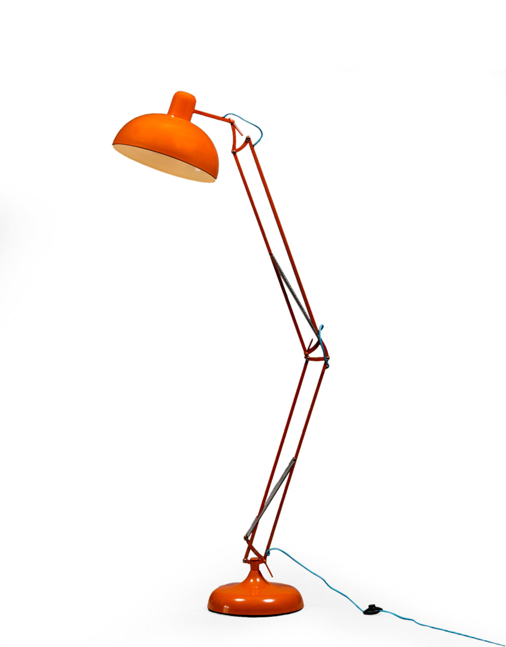 Orange Extra Large Classic Desk Style Floor Lamp (Blue Fabric Flex)