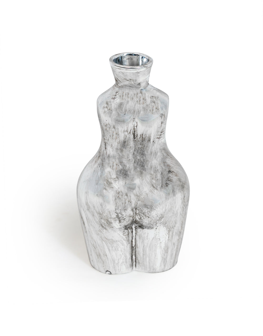 Antique Silver Medium Female Body Ceramic Stem Vase