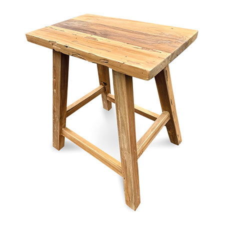 HENLEY RECYCLED TEAK END TABLE-STOOL