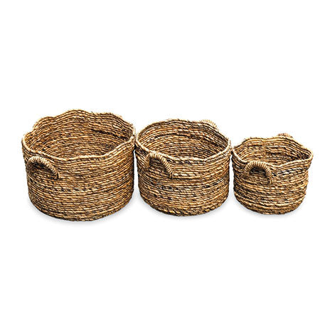 CANGGU ROUND SET OF 3 BANANA LEAF BASKETS (MEDIUM FLEXIBLE)