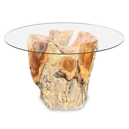 Root Round Lombok Coffee Table Extra Small with Dia. 70 cm glass