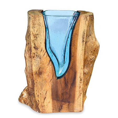 RECTANGLE MOLTEN LAVA GLASS VASE 30CM