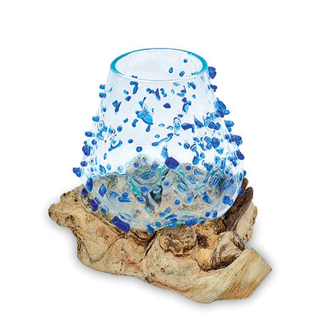ROOT WITH BLUE DIMPLED GLASS BOWL EXTRA SMALL